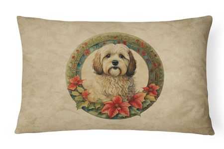 Havanese Christmas Flowers Decorative Pillow