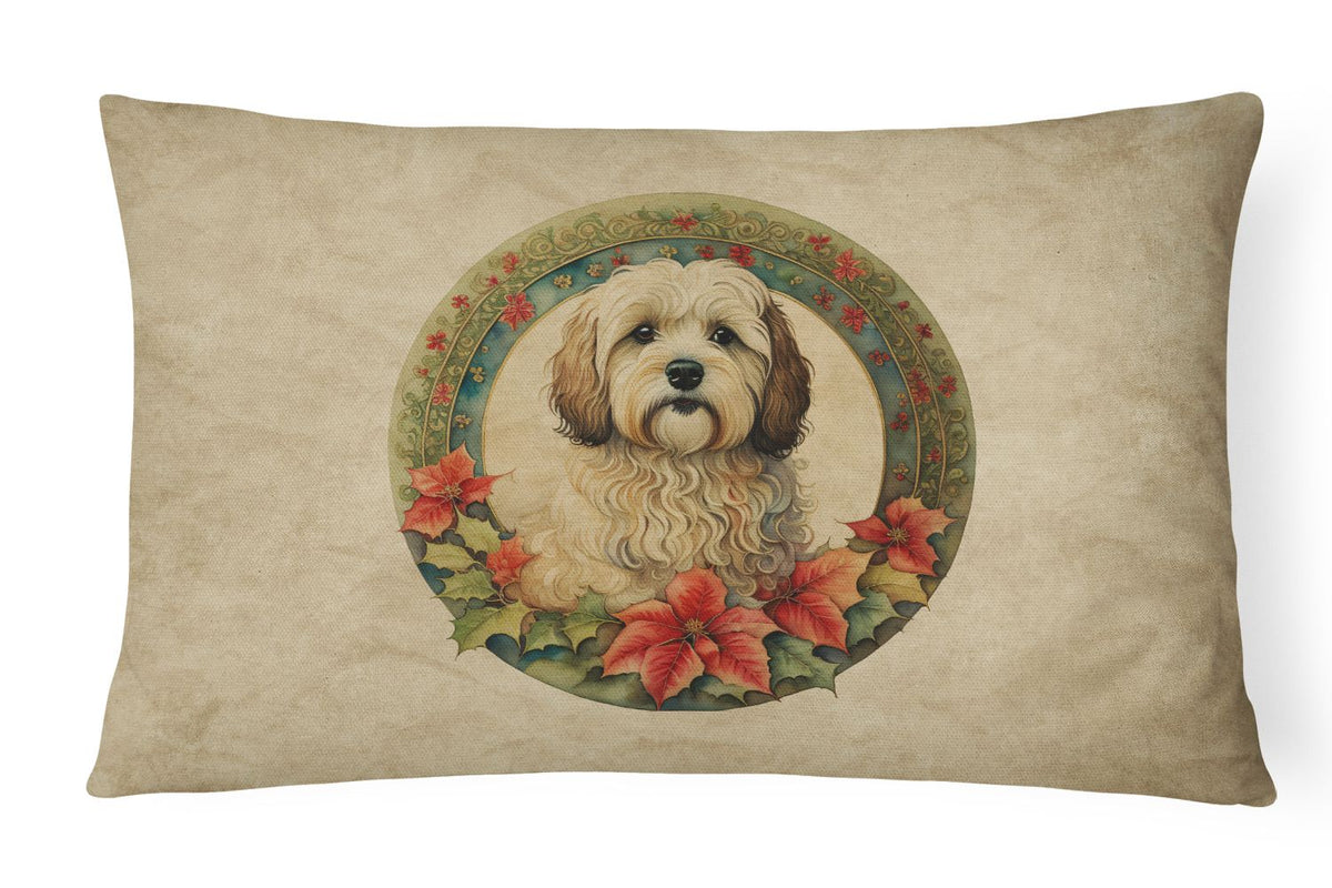 Havanese Christmas Flowers Decorative Pillow