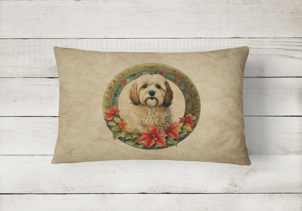 Havanese Christmas Flowers Decorative Pillow
