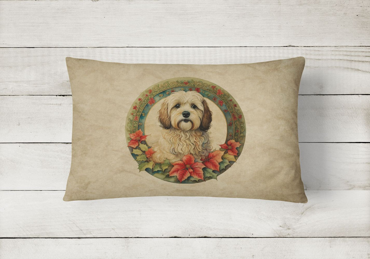 Havanese Christmas Flowers Decorative Pillow