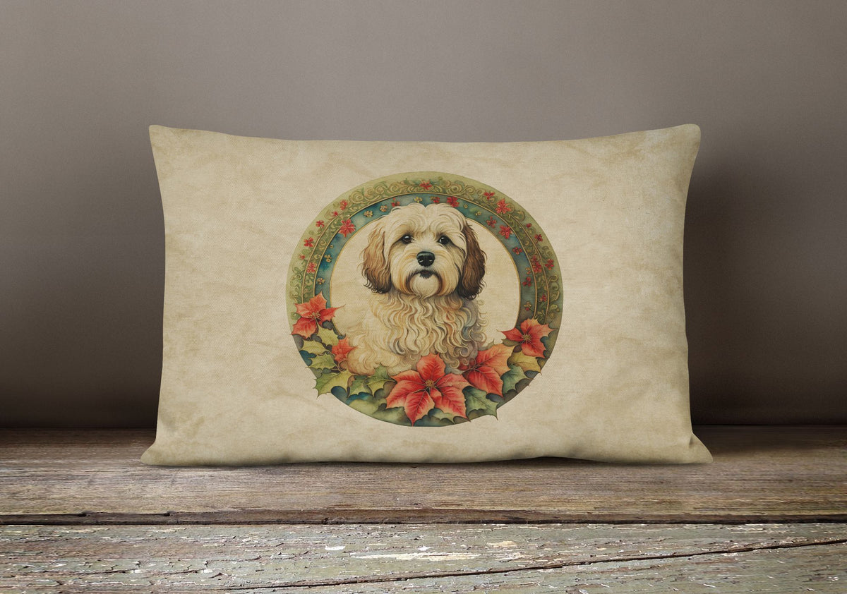 Havanese Christmas Flowers Decorative Pillow