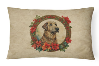 Irish Wolfhound Christmas Flowers 12x16 Outdoor Pillow