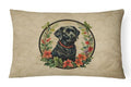 Labrador Retriever Christmas Flowers Decorative Pillow