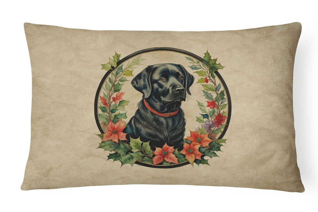 Labrador Retriever Christmas Flowers Decorative Pillow