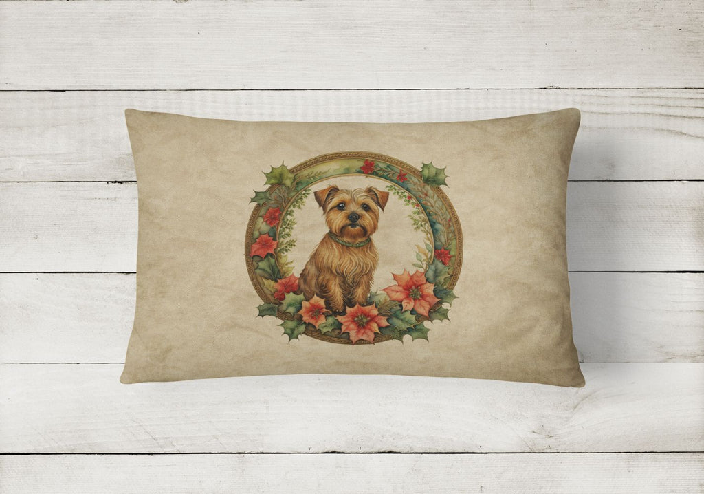 Norfolk Terrier Christmas Flowers Throw Pillow