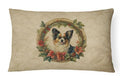 Papillon Christmas Flowers Frame Throw Pillow