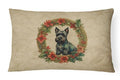 Scottish Terrier Christmas Flowers Decorative Pillow