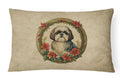 Christmas Flowers Shih Tzu Decorative Throw Pillow