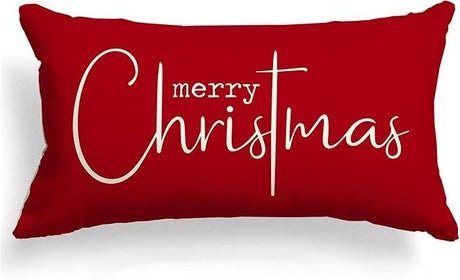 Red Merry Christmas Decorative Pillow Cover
