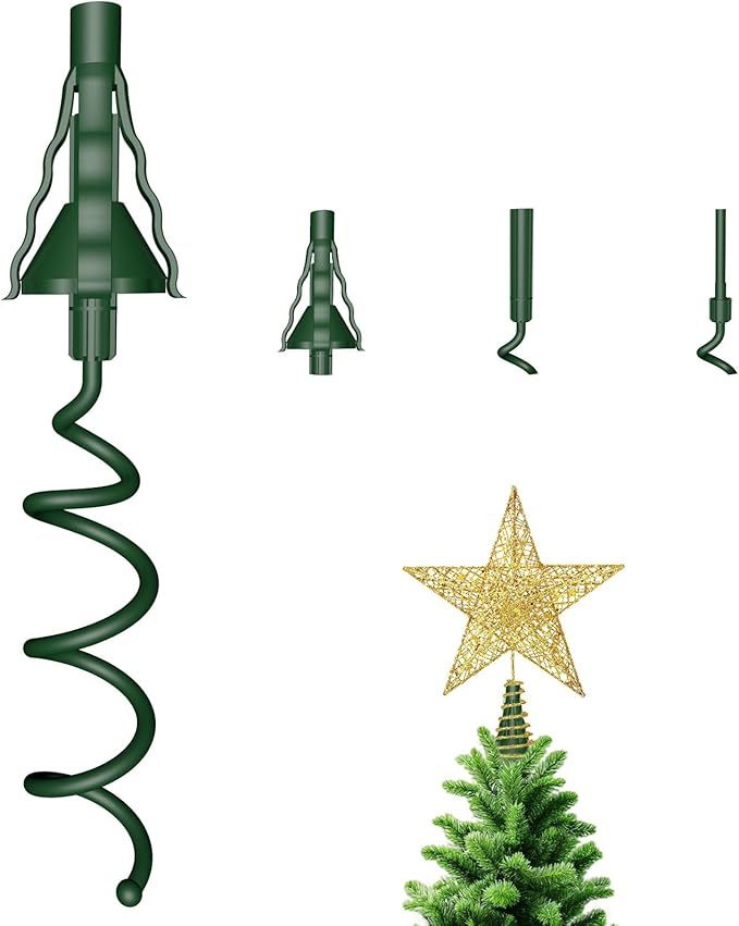 Twist-On Universal Christmas Tree Topper Holder with Adjustable Attachments