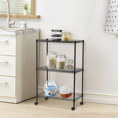 Chrome 3-Tier Utility Cart with Casters and Adjustable Shelves