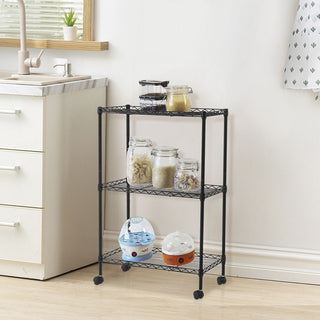 Chrome 3-Tier Utility Cart with Casters and Adjustable Shelves