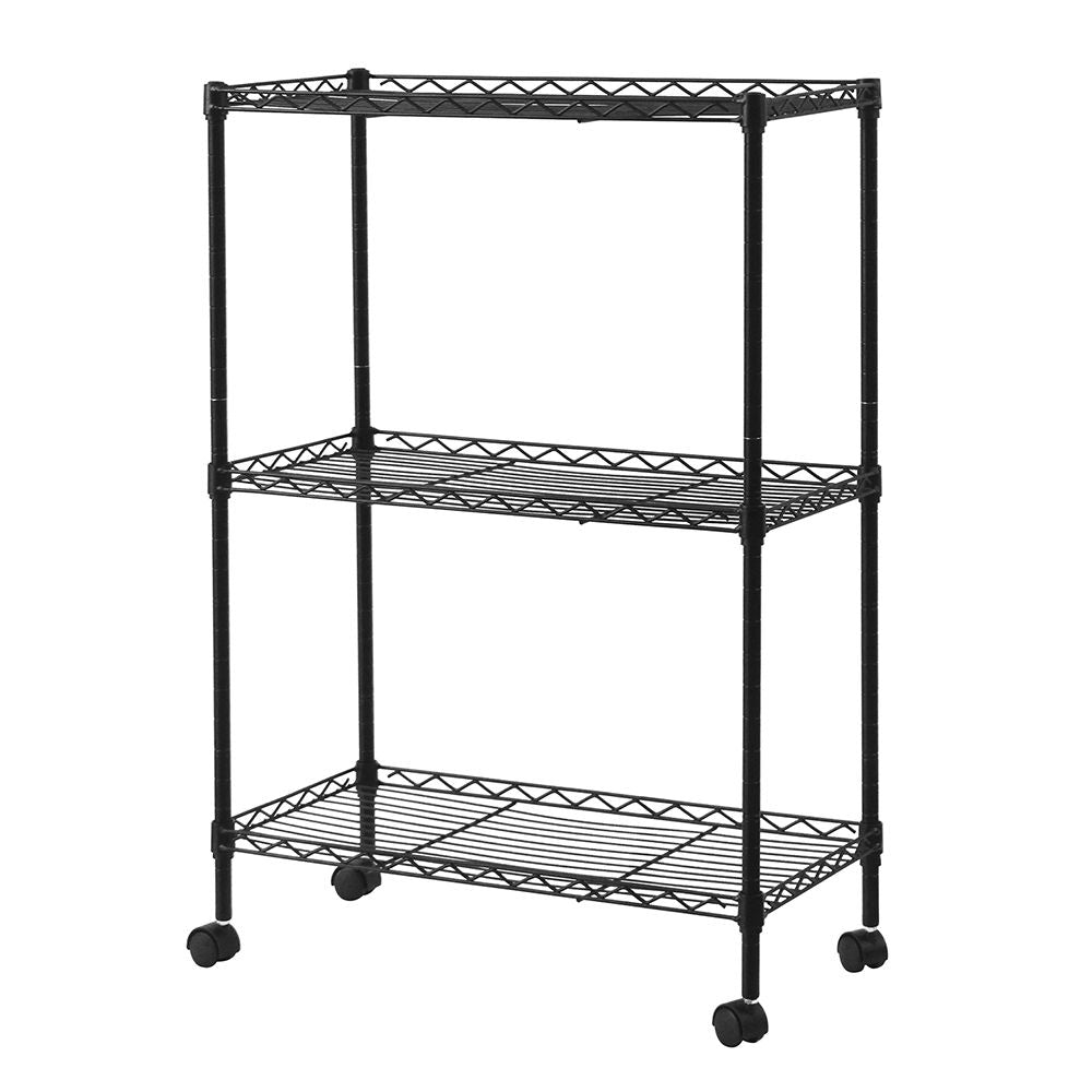Chrome 3-Tier Utility Cart with Casters and Adjustable Shelves