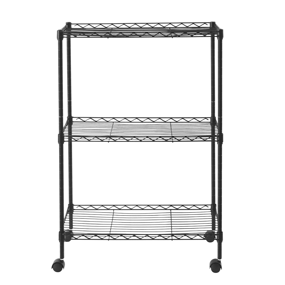 Chrome 3-Tier Utility Cart with Casters and Adjustable Shelves