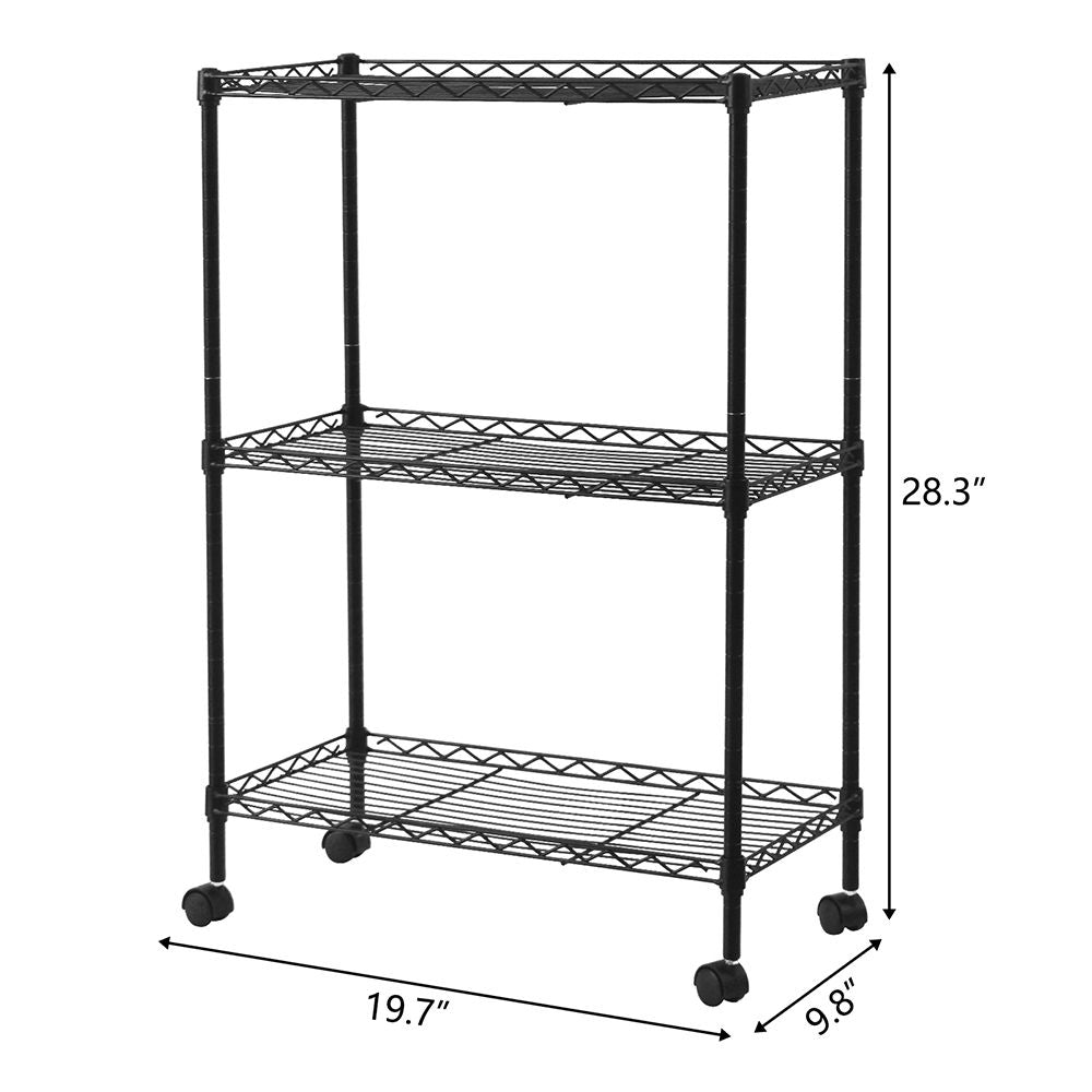 Chrome 3-Tier Utility Cart with Casters and Adjustable Shelves