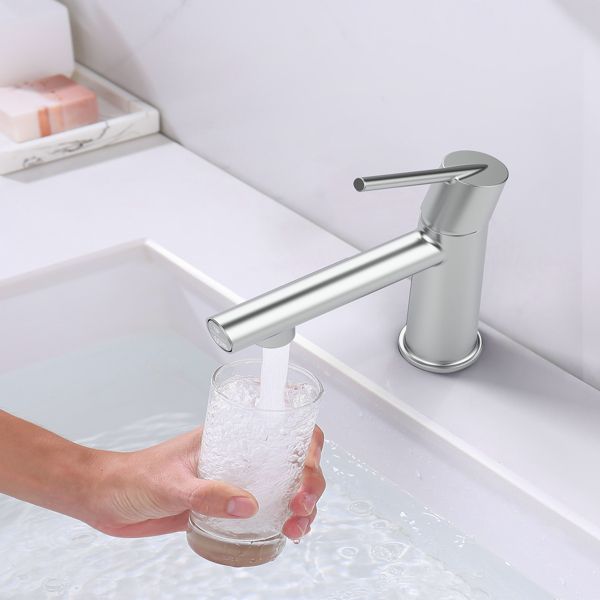 Chrome Single Handle Bathroom Faucet with Fountain & Flow Modes
