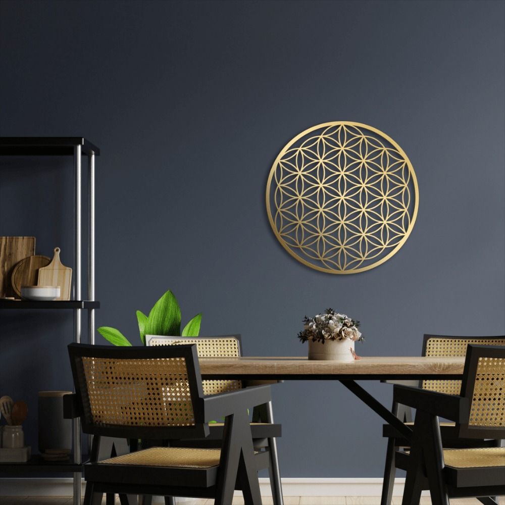 Lotus Wall Artwork – Metal Flower of Life Decoration