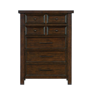 Classic Bedroom Brown Finish 1pc Chest of Drawers Mango Veneer Wood Transitional Furniture