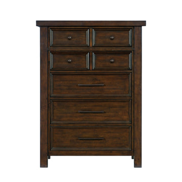 Classic Bedroom Brown Finish 1pc Chest of Drawers Mango Veneer Wood Transitional Furniture