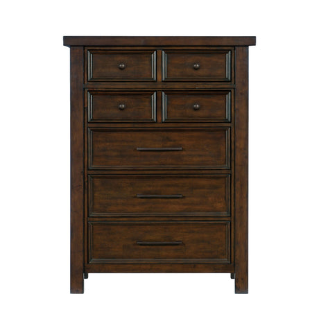 Classic Bedroom Brown Finish 1pc Chest of Drawers Mango Veneer Wood Transitional Furniture