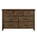 Classic Burnished Brown Dresser 1pc Solid Rubberwood 7 Drawers Transitional Design Bedroom