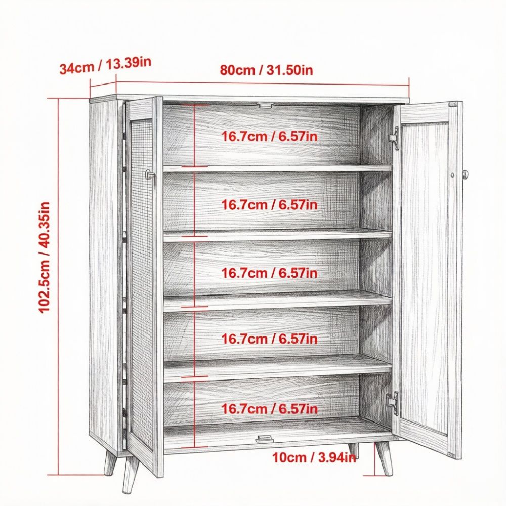 Classic Shoe Cabinet with Removable Middle Shelf
