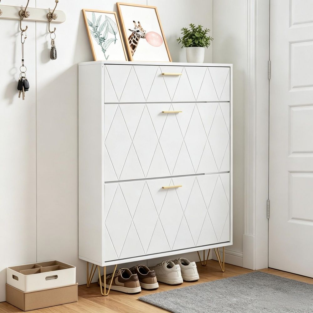 Classic Shoe Cabinet with Space-Saving Flip Drawers