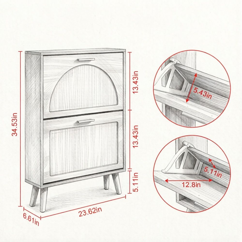 Classic Flip-Drawer Shoe Cabinet for Tidy Entryways