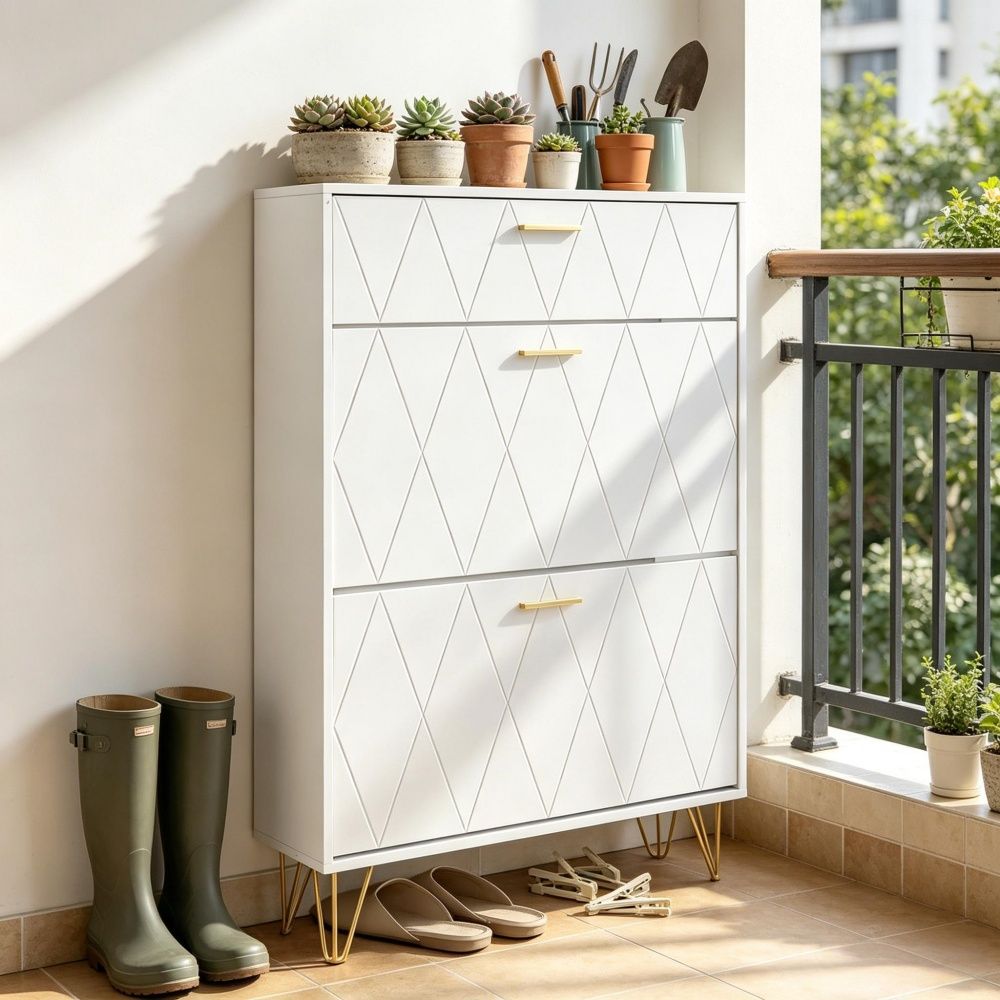 Classic Shoe Cabinet with Space-Saving Flip Drawers