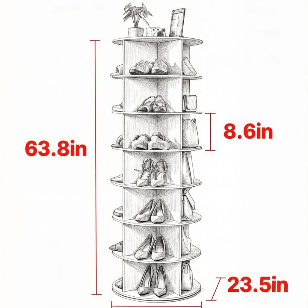 360° Rotating Shoe Storage Cabinet with Ample Space