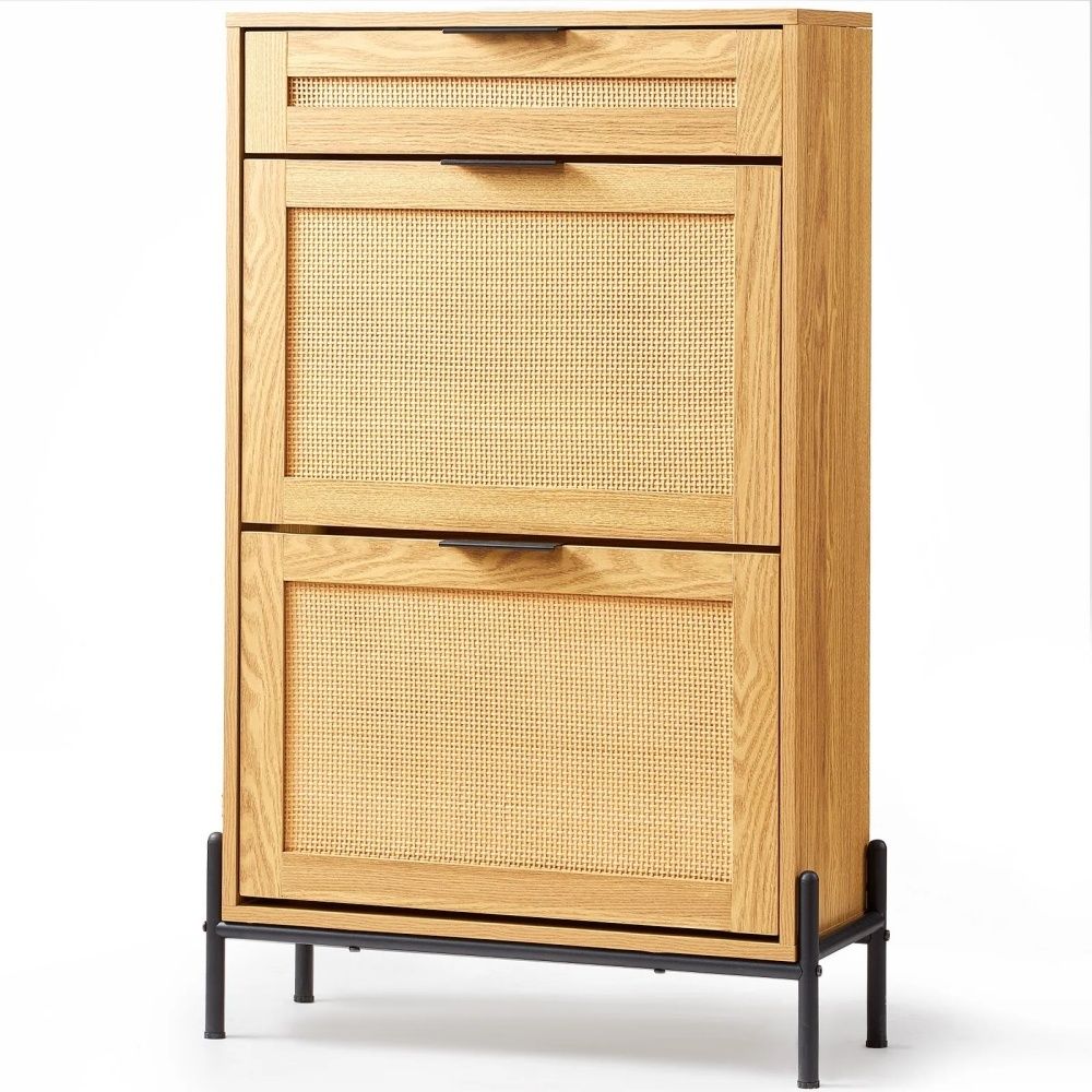 Classic Shoe Storage Cabinet with Space-Saving Flip-Top Drawers