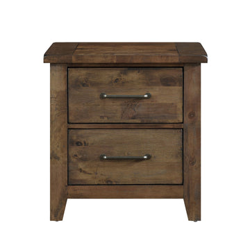 Classic Transitional Nightstand with Burnished Finish and Two Drawers