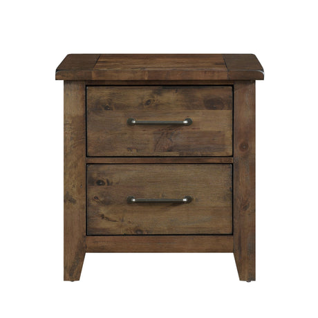 Classic Transitional Nightstand with Burnished Finish and Two Drawers
