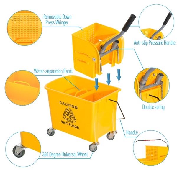 Rolling Mop Bucket with Wringer – Compact Cleaning Solution