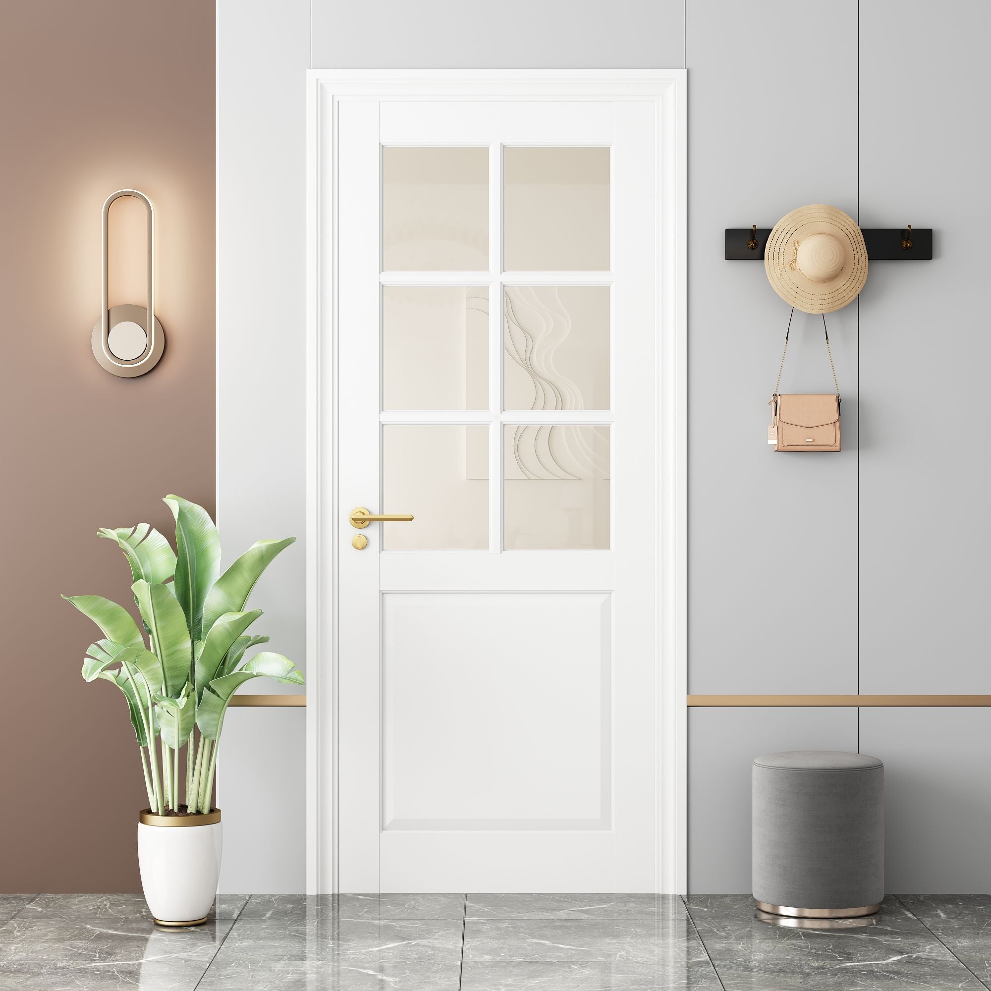 6-Lite Clear Glass Prefinished Solid MDF Door Slab – Pre-Assembled & Paintable