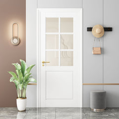 6-Lite Clear Glass Prefinished Solid MDF Door Slab – Pre-Assembled & Paintable