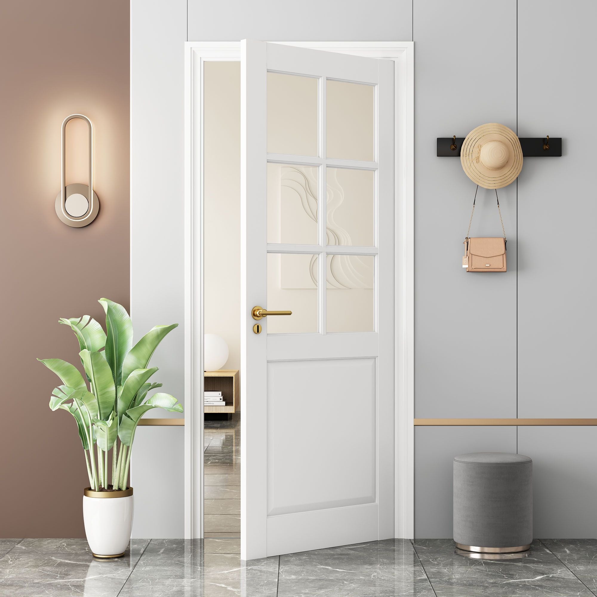 6-Lite Clear Glass Prefinished Solid MDF Door Slab – Pre-Assembled & Paintable