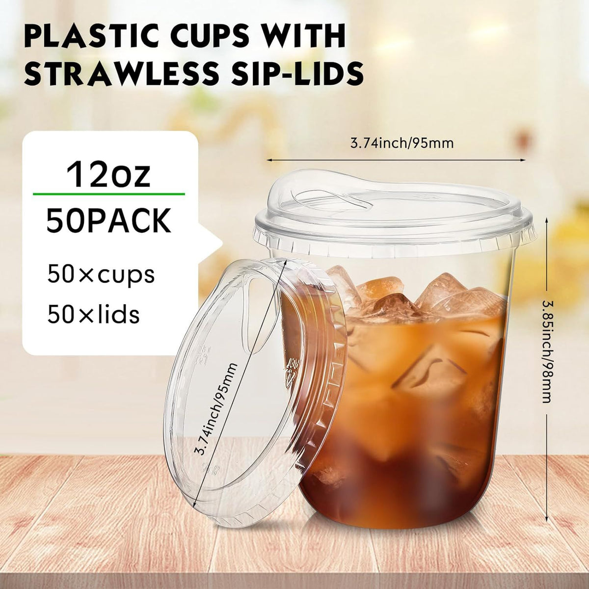 Clear Disposable Cups with Strawless Sip Lids