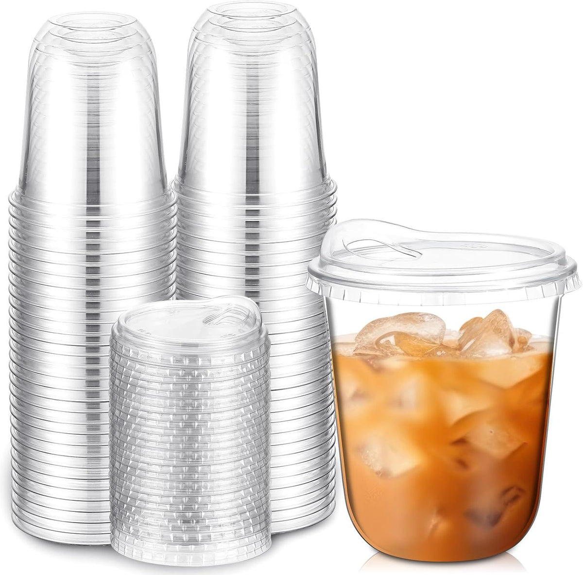 Clear Disposable Cups with Strawless Sip Lids