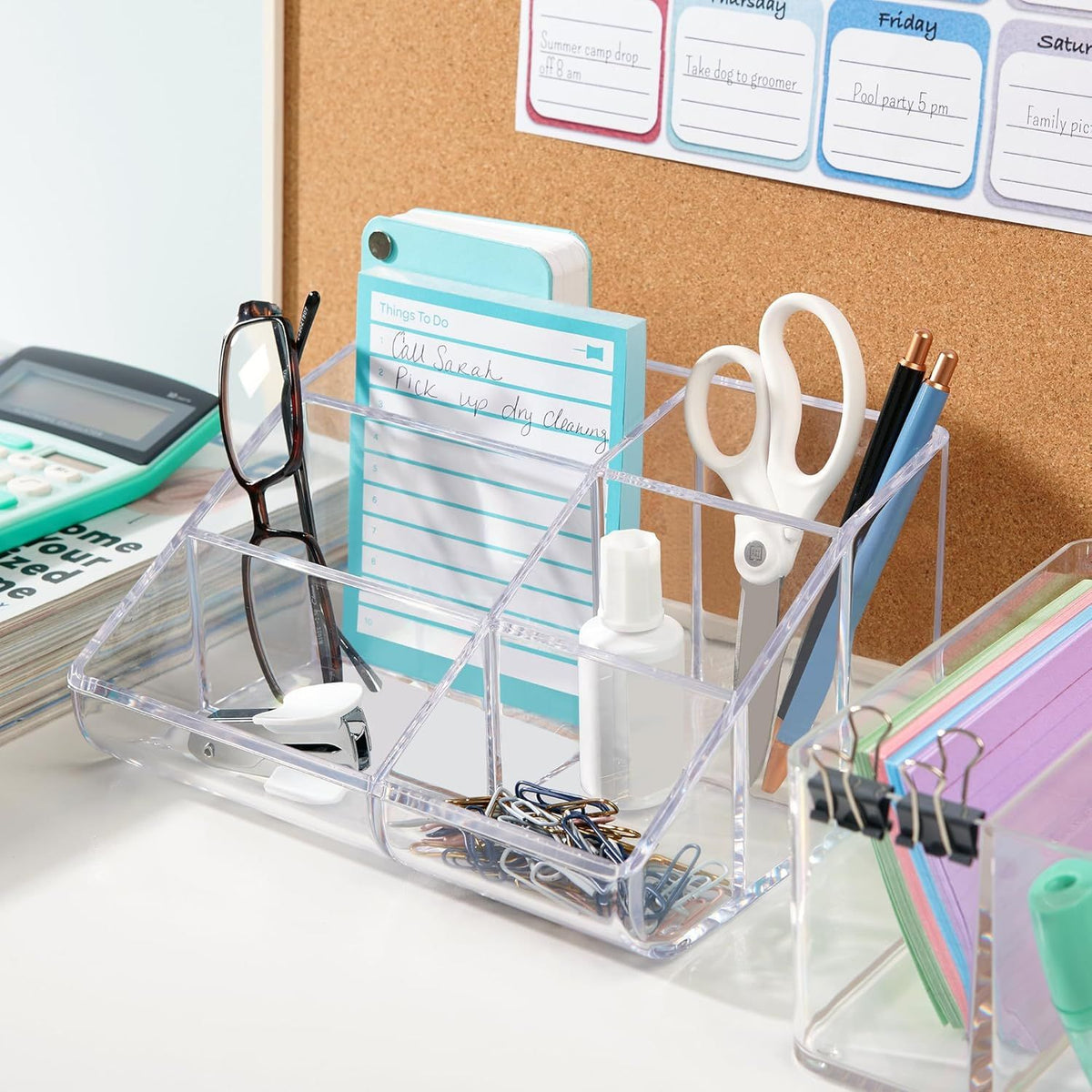 Clear Divided Vanity Organizer for Cosmetics and Brushes