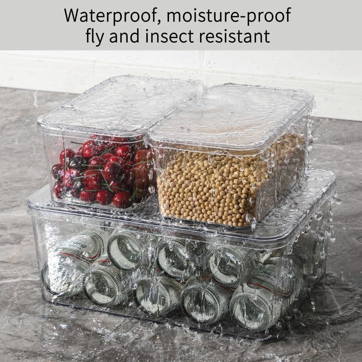 Five Clear Lidded Bins for Cabinet and Pantry Organization