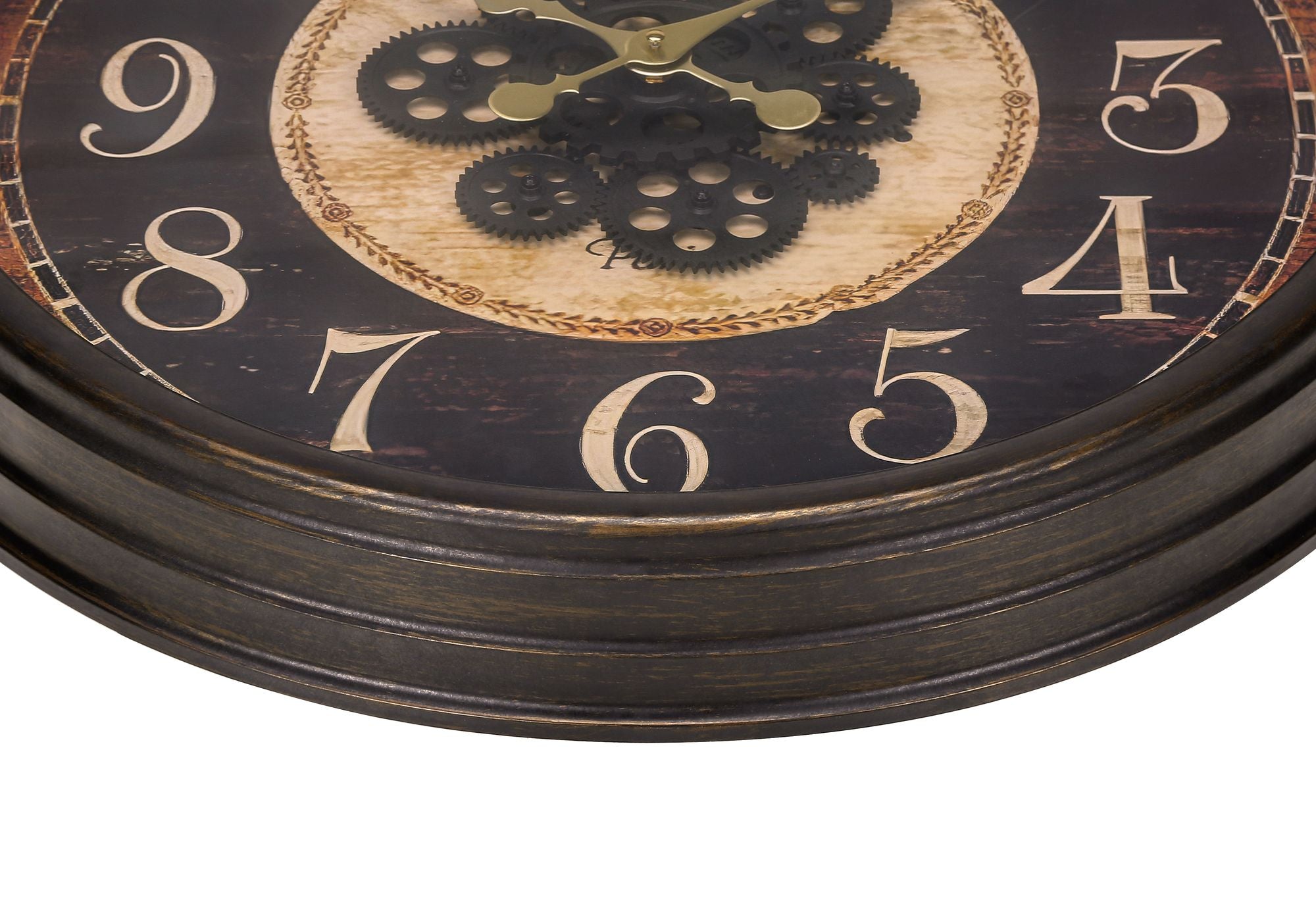 Clocks, Round, Gear Mechanism, Wall Clock, Brown, Traditional