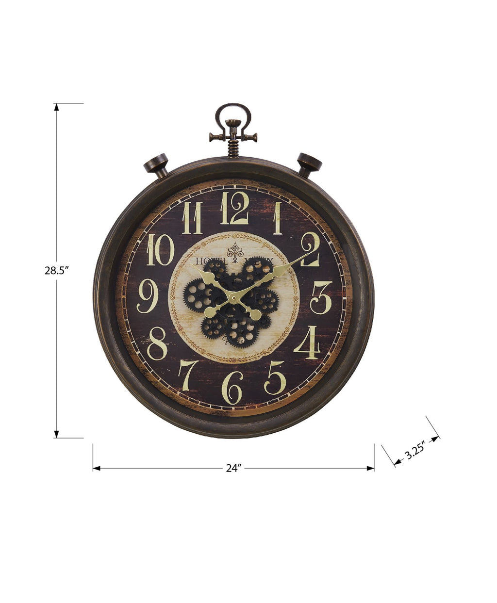 Clocks, Round, Gear Mechanism, Wall Clock, Brown, Traditional