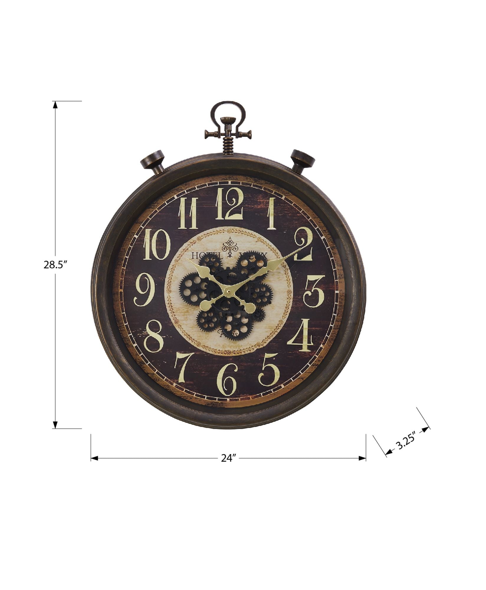 Clocks, Round, Gear Mechanism, Wall Clock, Brown, Traditional