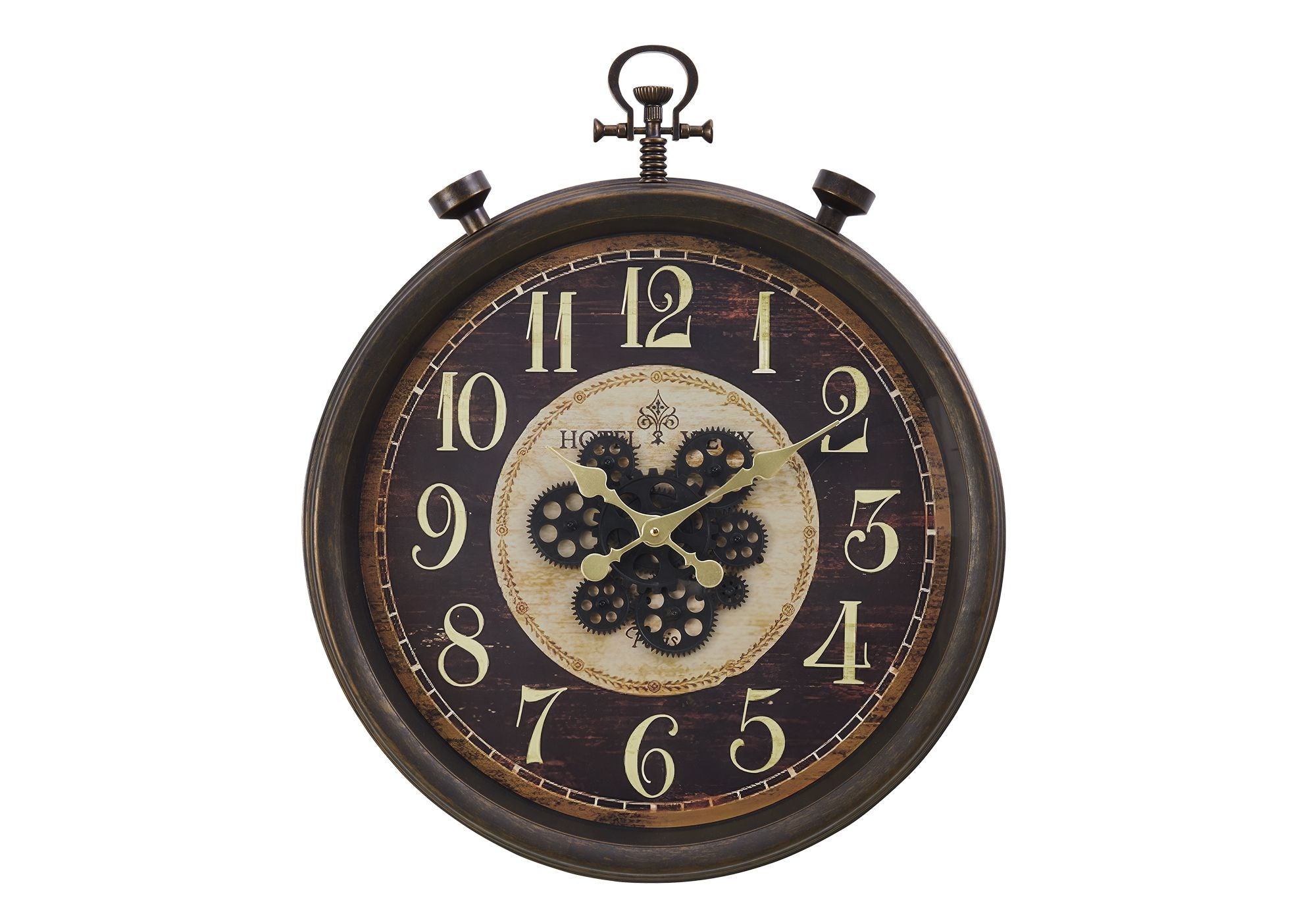 Clocks, Round, Gear Mechanism, Wall Clock, Brown, Traditional
