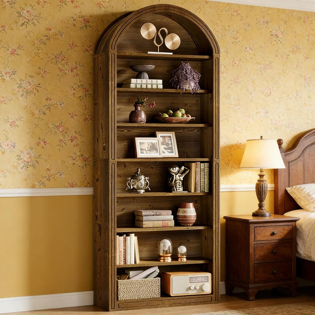 8-Tier Arched Bookshelf for Living Room or Study Storage