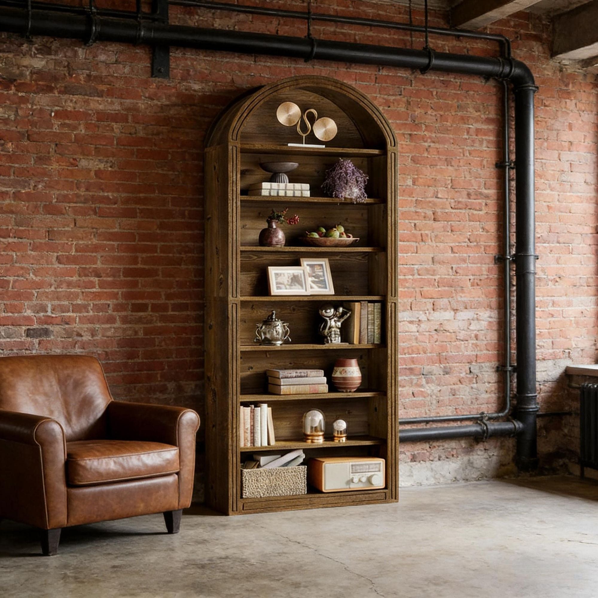 8-Tier Arched Bookshelf for Living Room or Study Storage