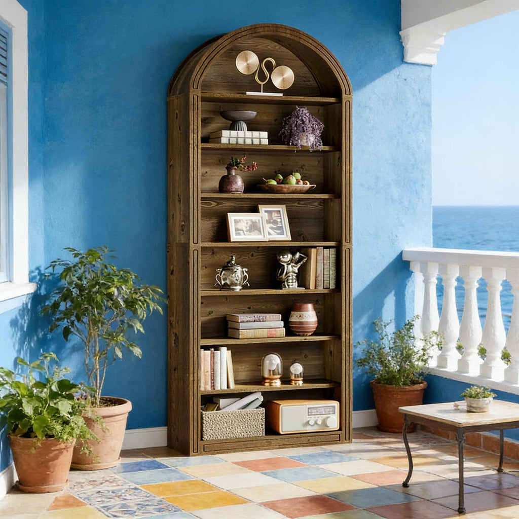 8-Tier Arched Bookshelf for Living Room or Study Storage