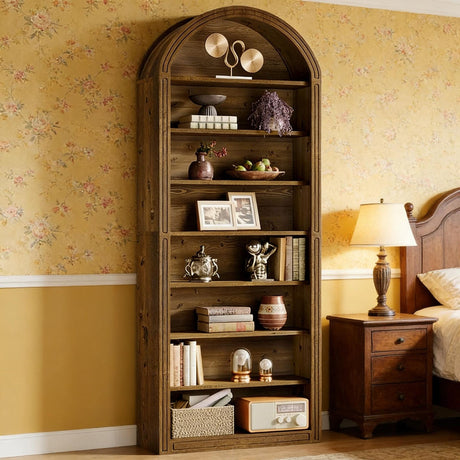 8-Tier Arched Bookshelf for Living Room or Study Storage