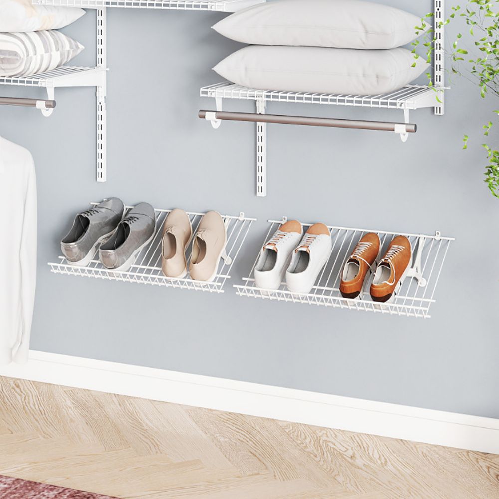 Wall-Mounted Wire Closet Shoe Shelves, Set of Two